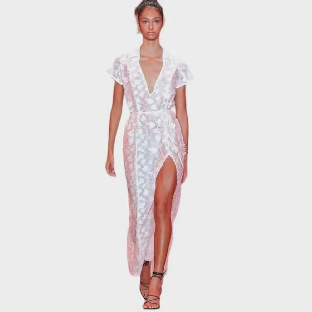 Rumer The Label Semi Sheer Billie Shirt Maxi Dress Cover Up size S NWT - Picture 1 of 12